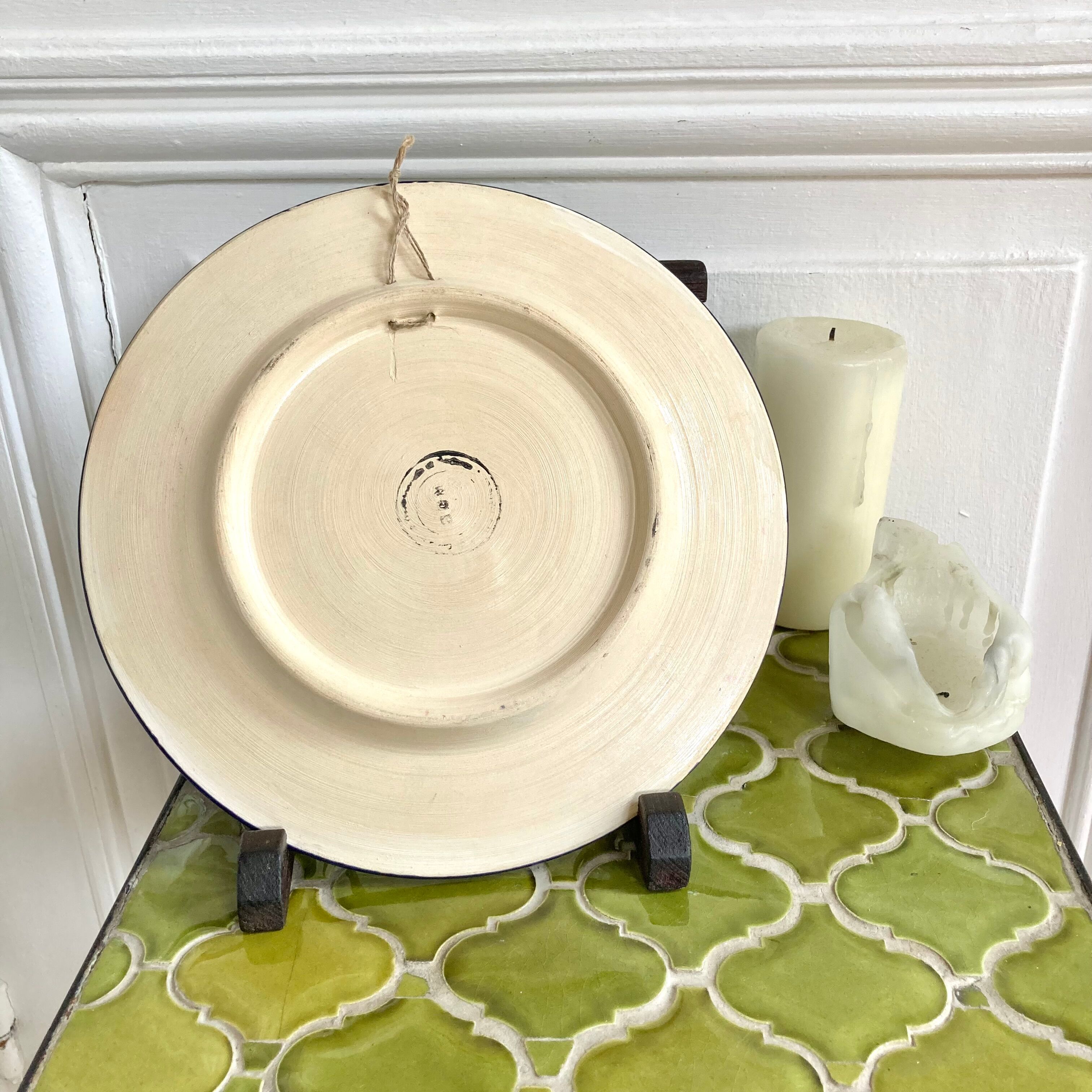 Polychrome decorative ceramic plate