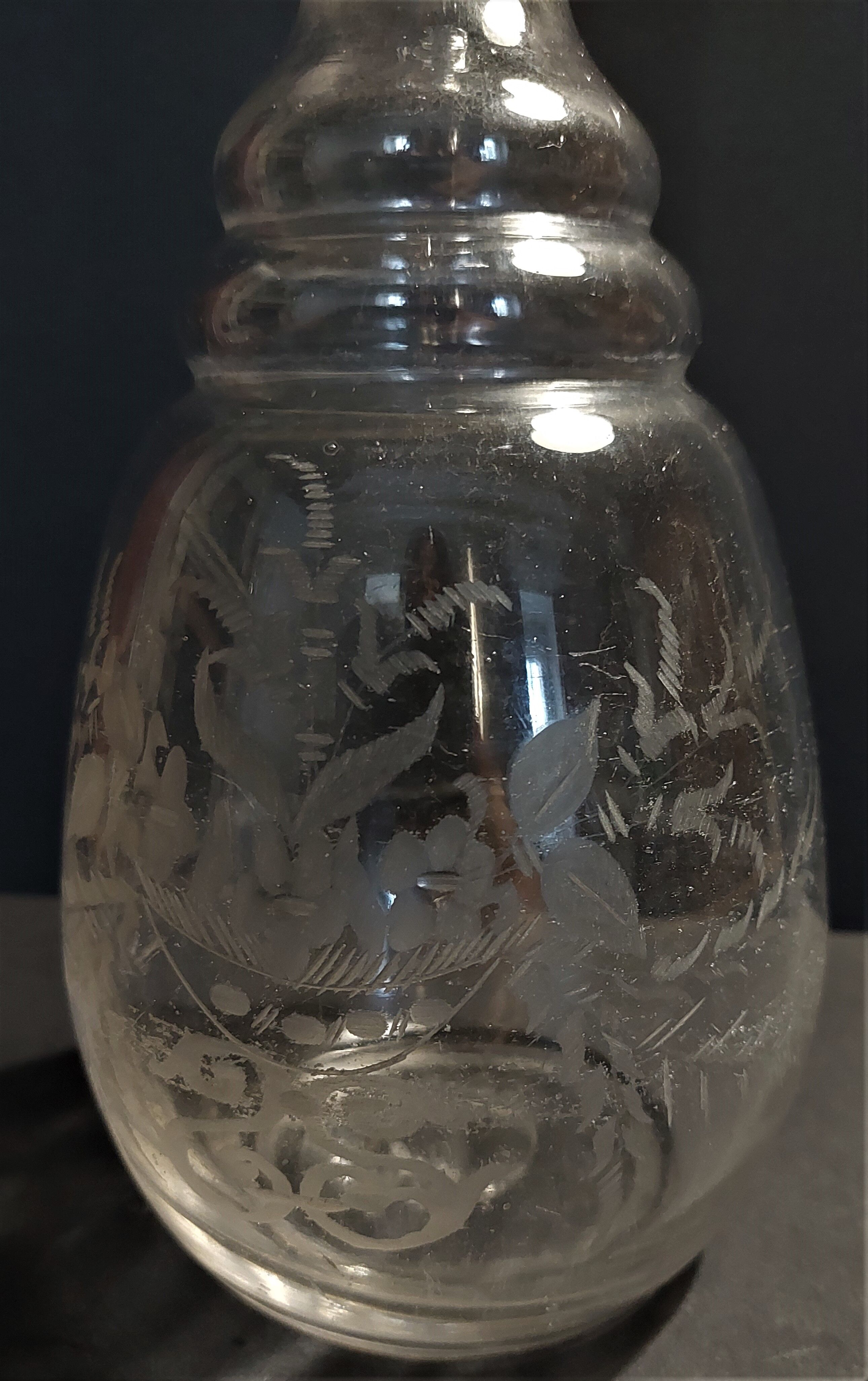 Engraved glass decanter late nineteenth century