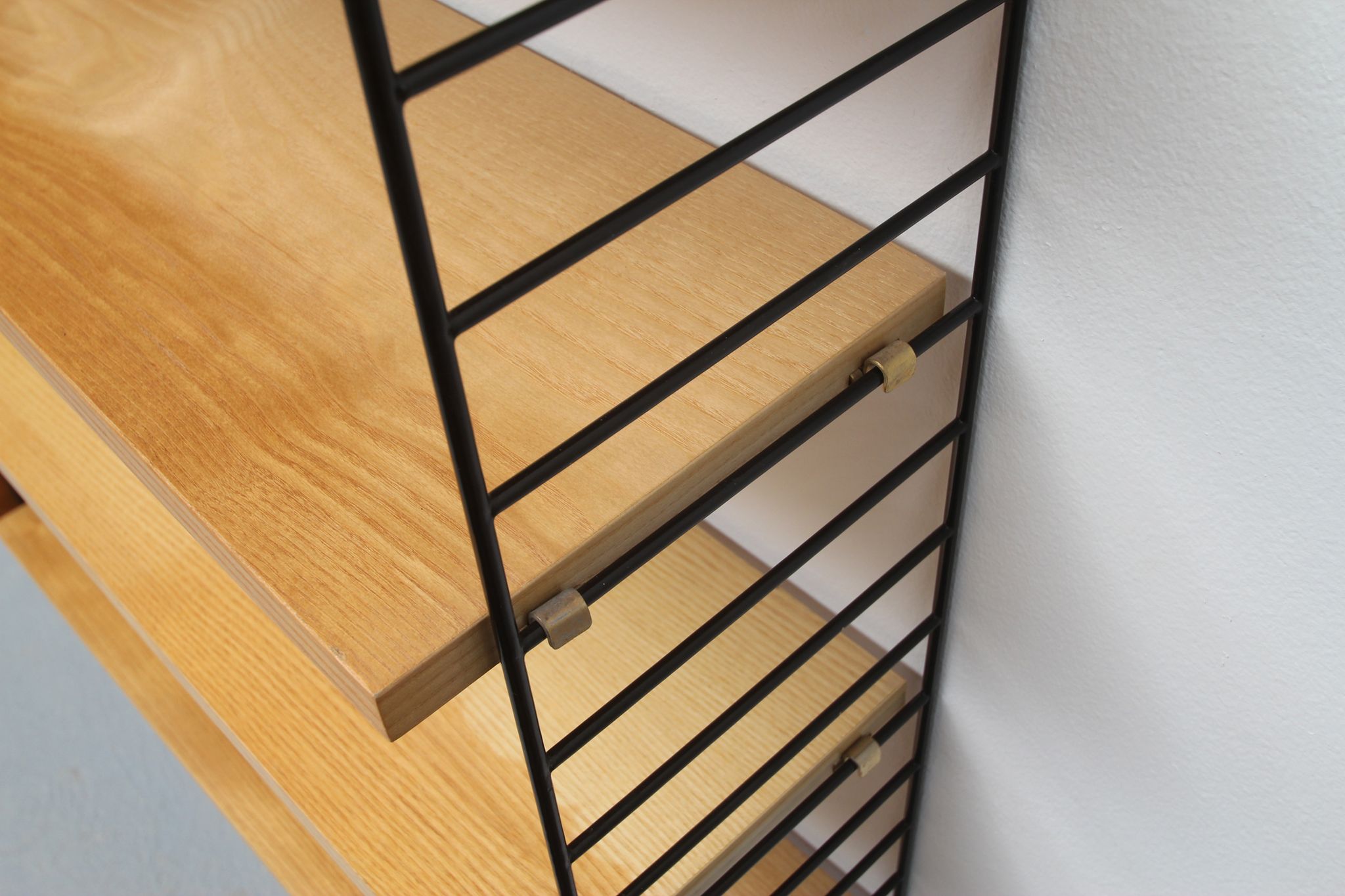 1960s wall unit in ash with vitrine, Nisse Strinning/Sweden