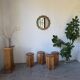 Set of 4 oak stools from the 1950s, constructivist style.