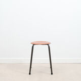Vintage low stool, pagholz seat warm gray metal structure
