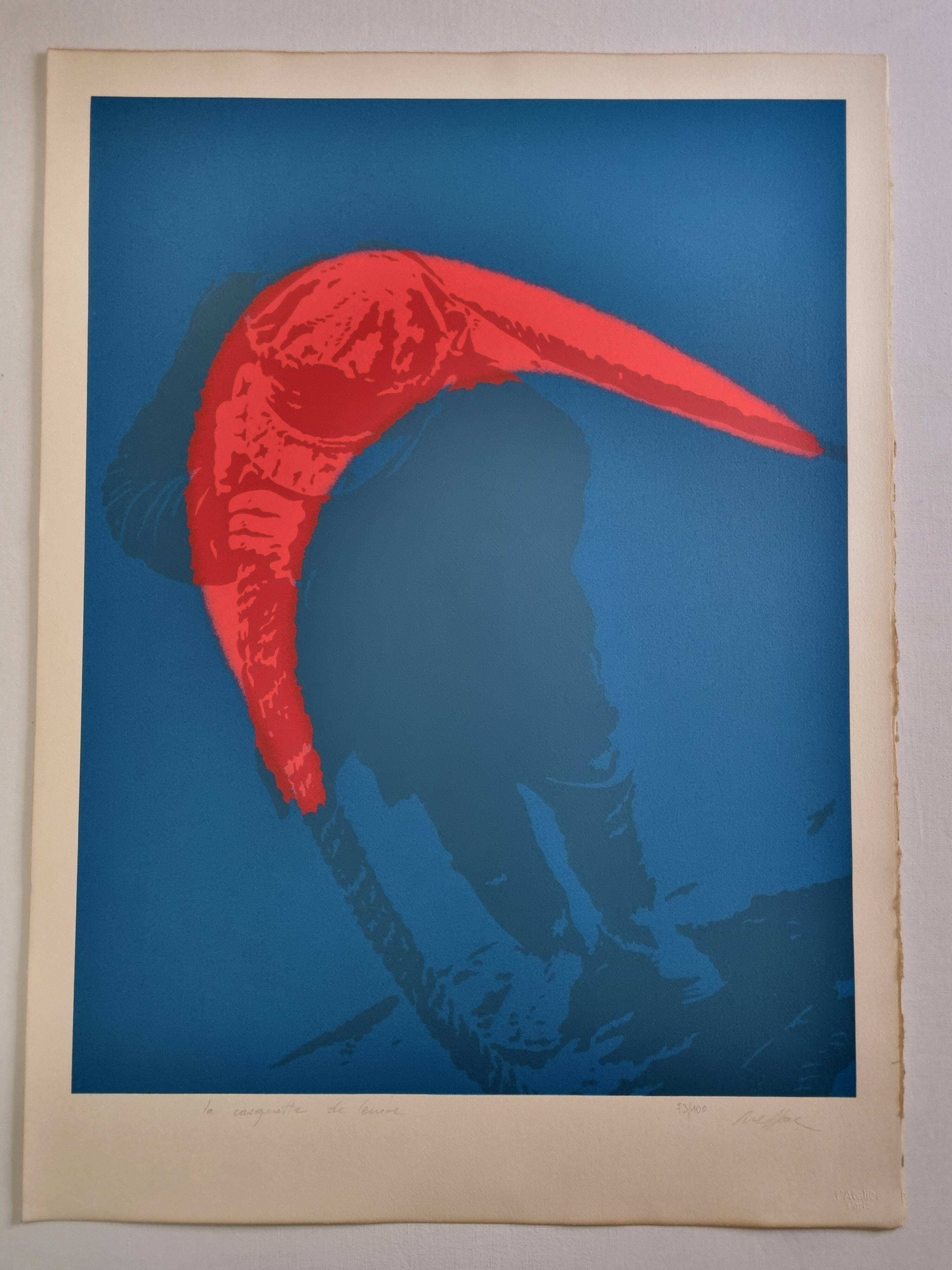 Lithograph "Lenin's Cap" by Ivan Messac, signed, 75 cm x 56 cm