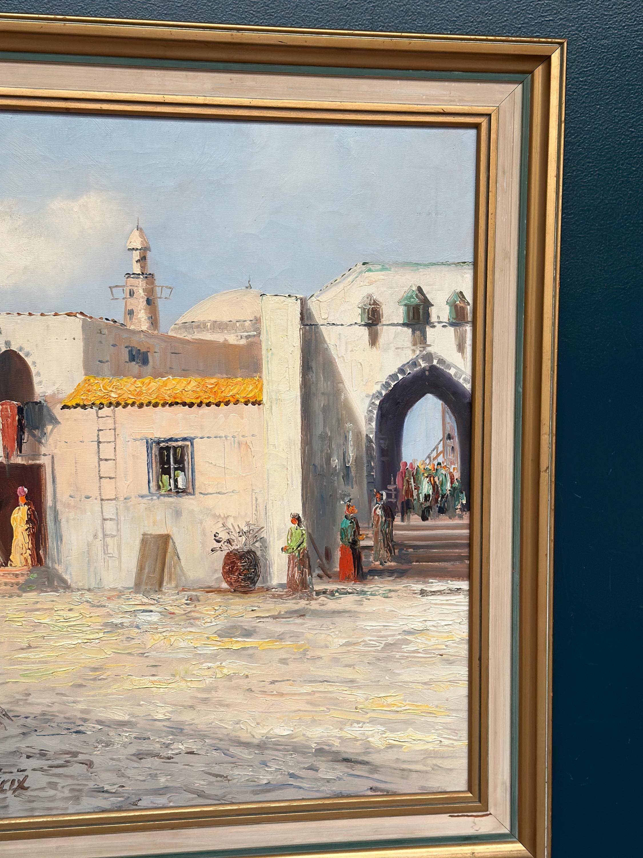 Swedish Oil on Canvas – “Southern Street” by J. Erix