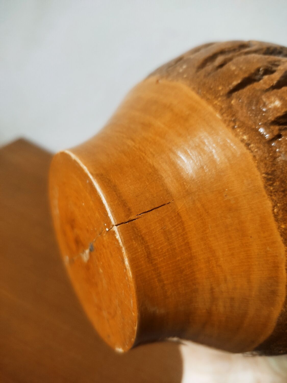 Wooden vase with bark