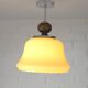 Vintage beige glass pendant lamp / semi flush mount / hanging light