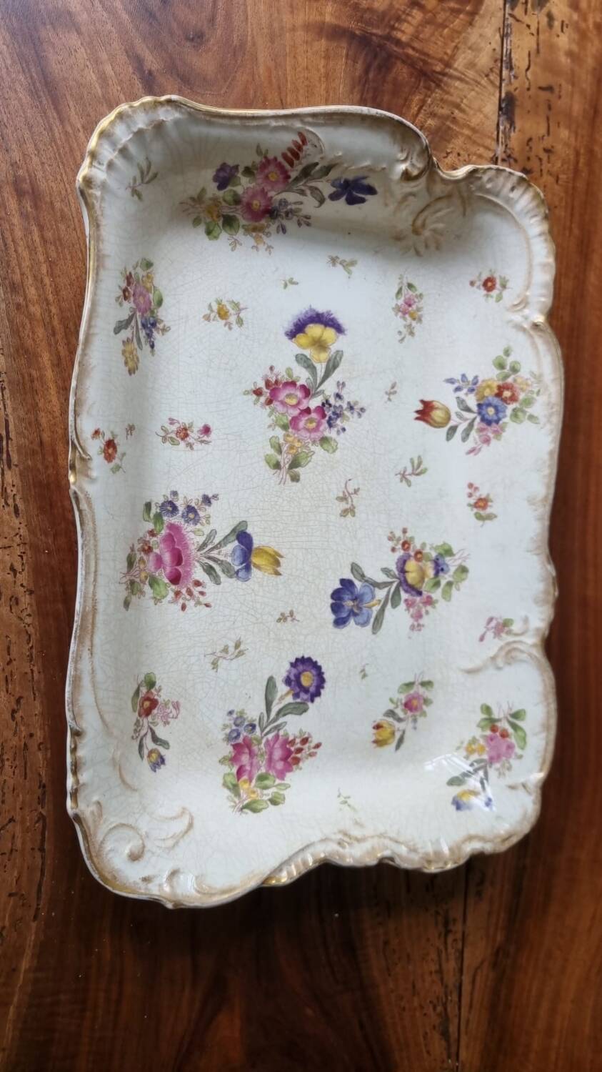 Late 19th century floral porcelain tray