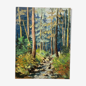 Oil on vintage forest panel