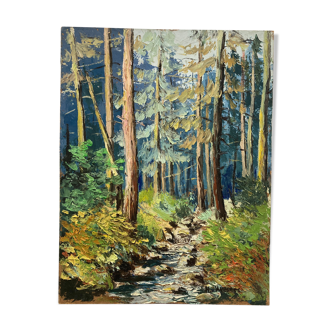 Oil on vintage forest panel