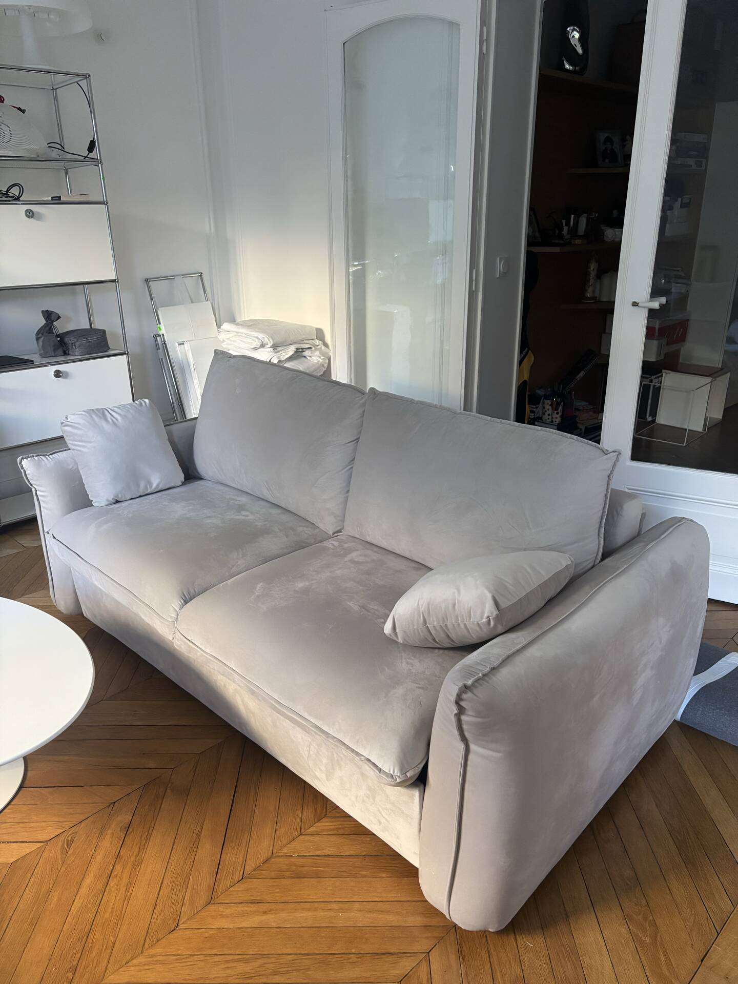 Beige velvet convertible sofa bed sia coco