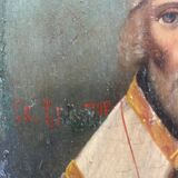 Old painting Russian Icon Saint Nicholas the Wonderworker
