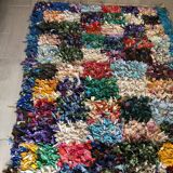 Vintage 1970s Boucherouite Moroccan Berber Square Rug - 190 x 120 cm