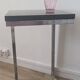 Contemporary C design side table — Heavy chrome steel and top
