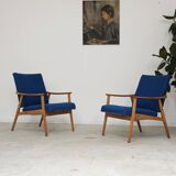 Pair of blue armchairs by Jiri Jiroutek for Interier Praha, 1960