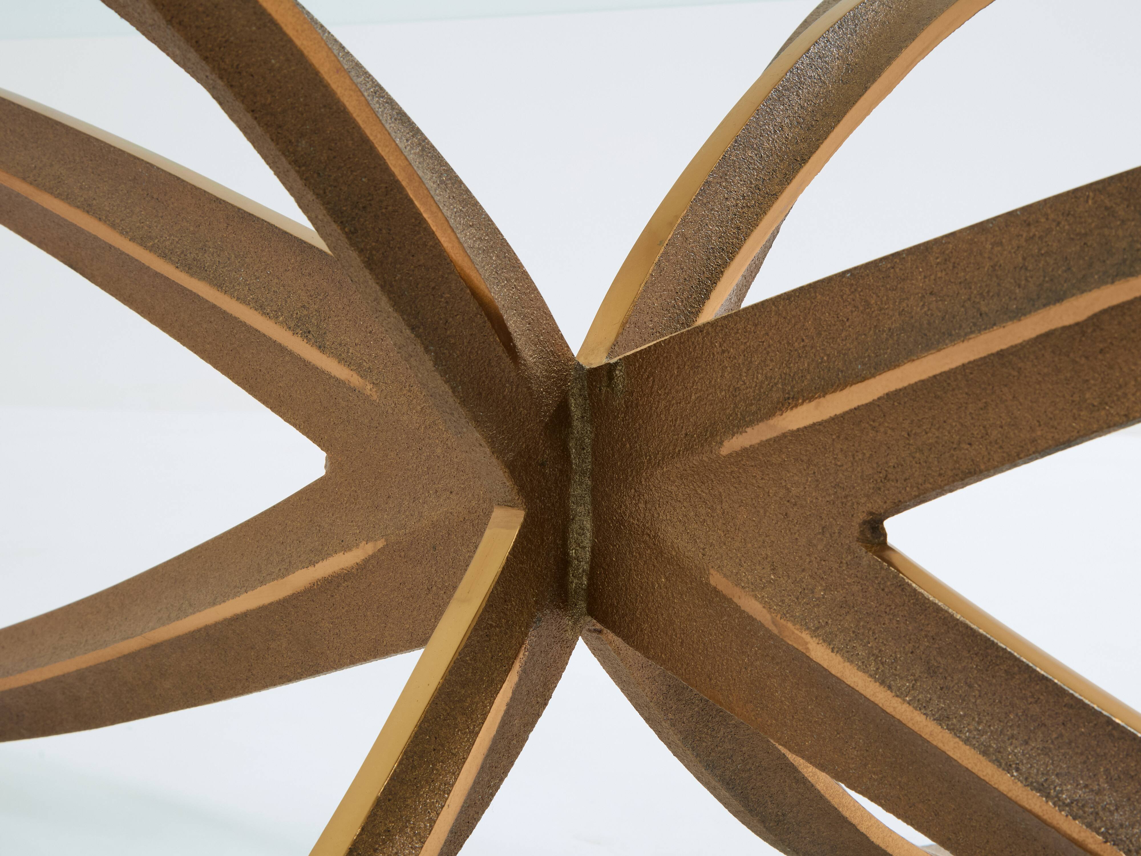 Large bronze coffee table by Michel Mangematin circa 1962