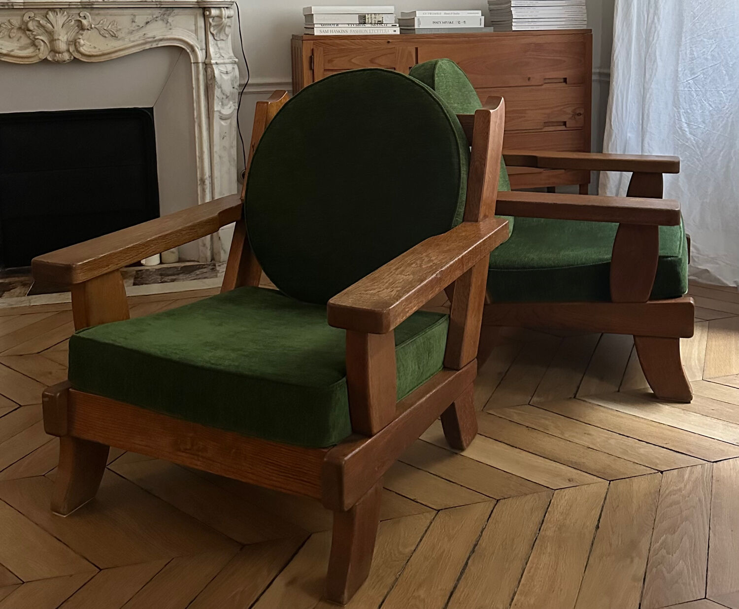 Fauteuils bois et velours