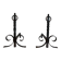 Pair of Neoclassical Fire Dogs in Wrought Iron with Twisted Columns, Finials