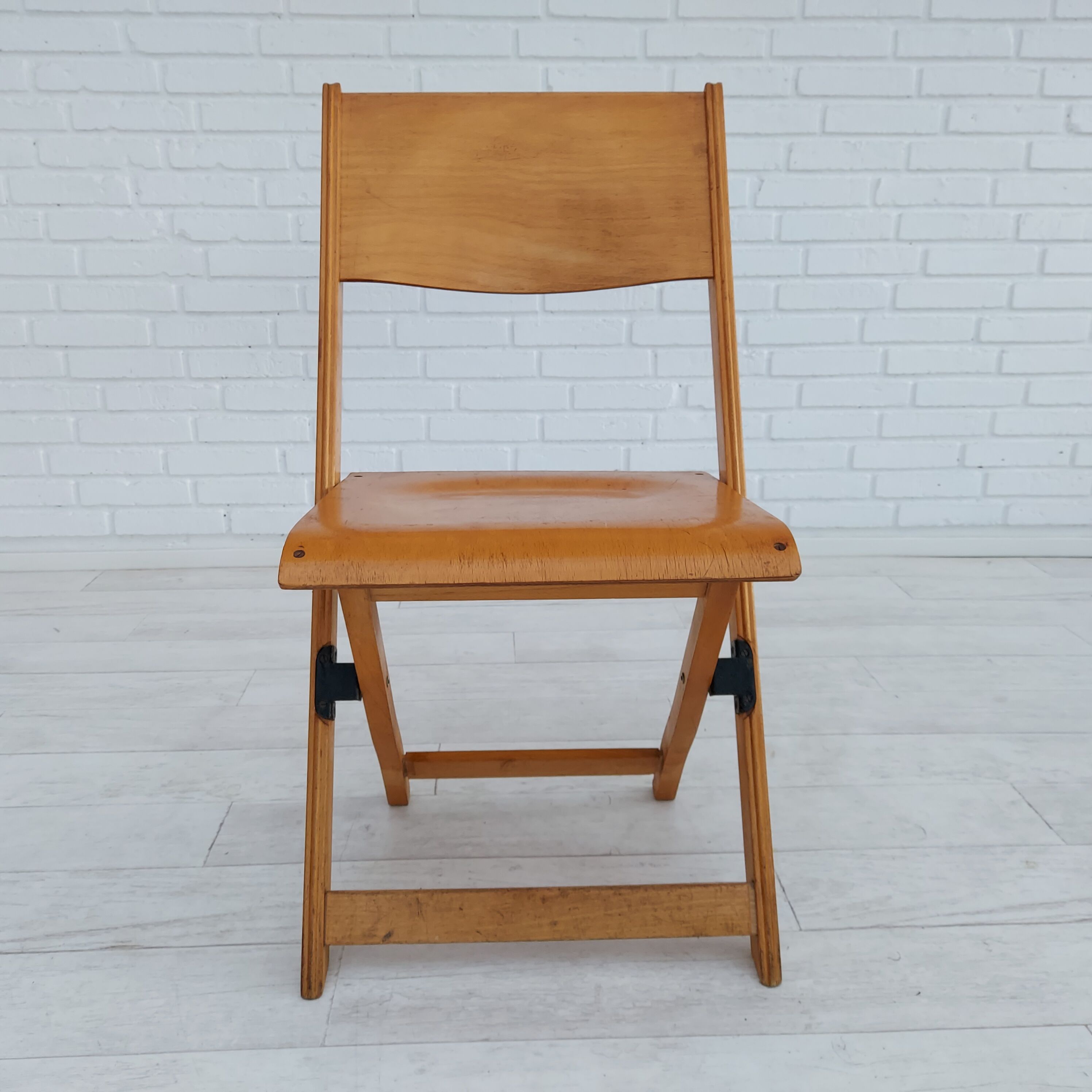 60s, Danish design, set of 3 pcs folding chairs, plywood