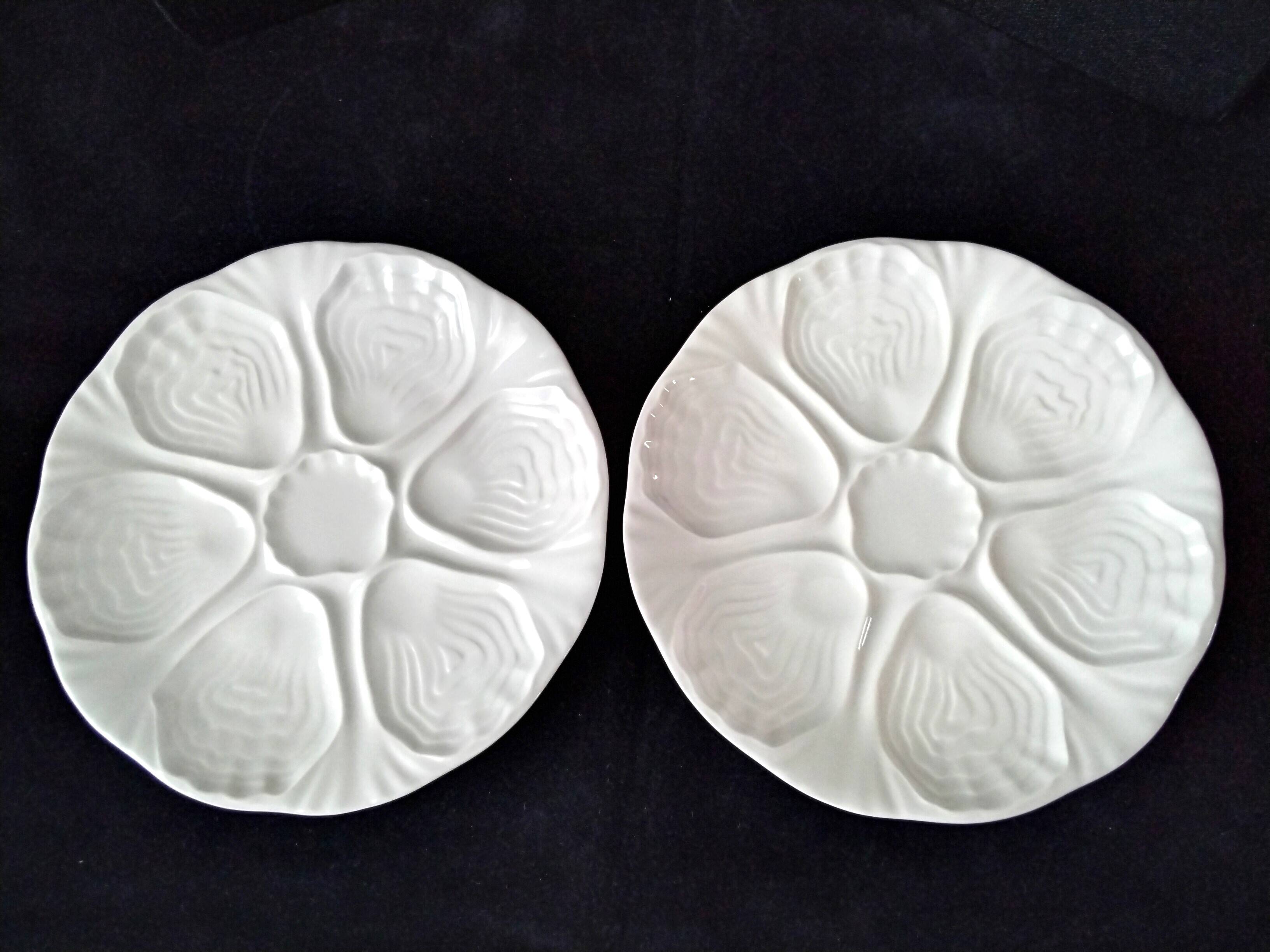 2 Limoges porcelain oyster plates
