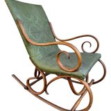 Set of 2 thonet style rocking chairs in green leatherette