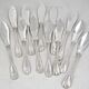 Ercuis Maintenon, Shell, 12 fish forks, 24 pieces in silver-plated metal.