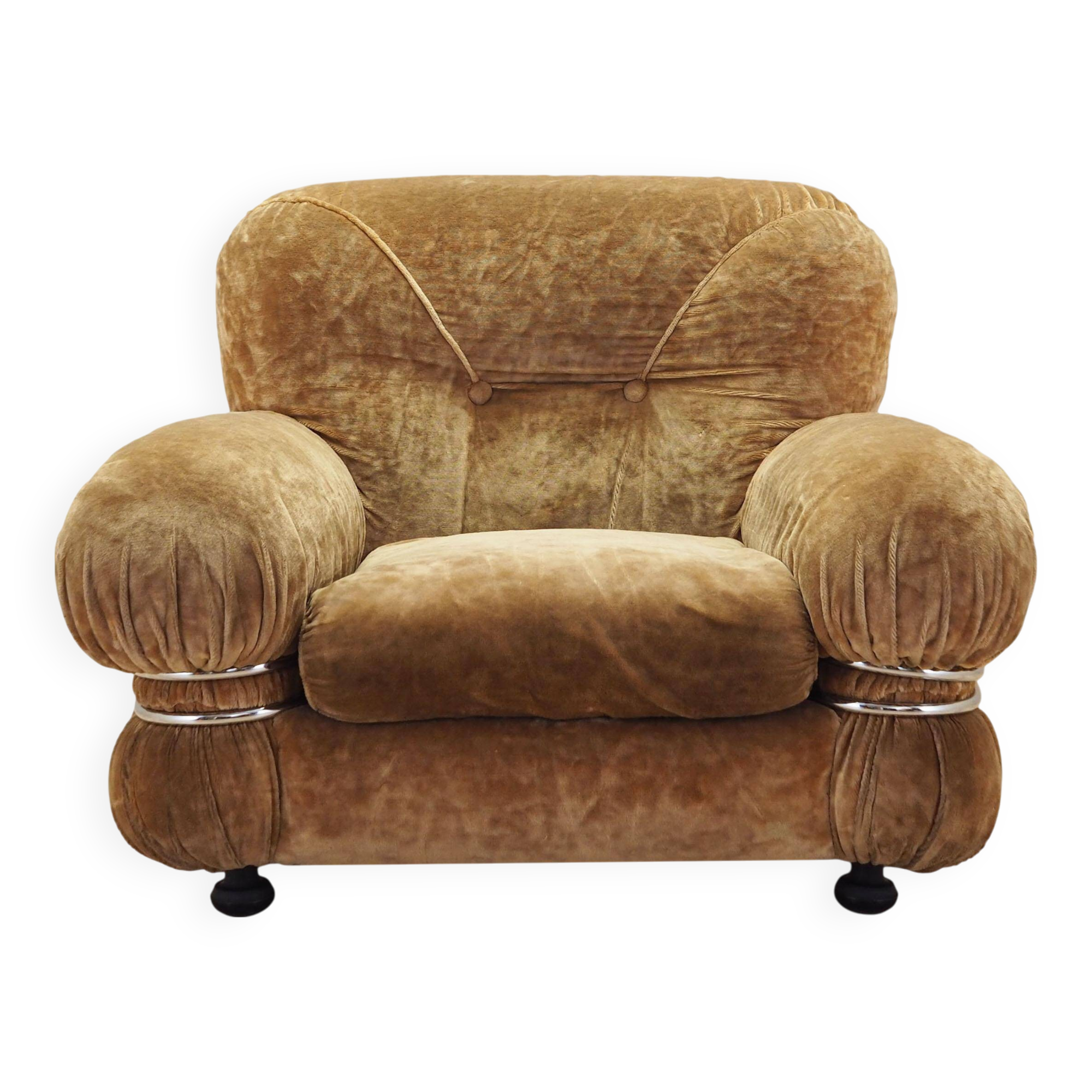 Velour armchair, Italian design, 1970s, production: Italy