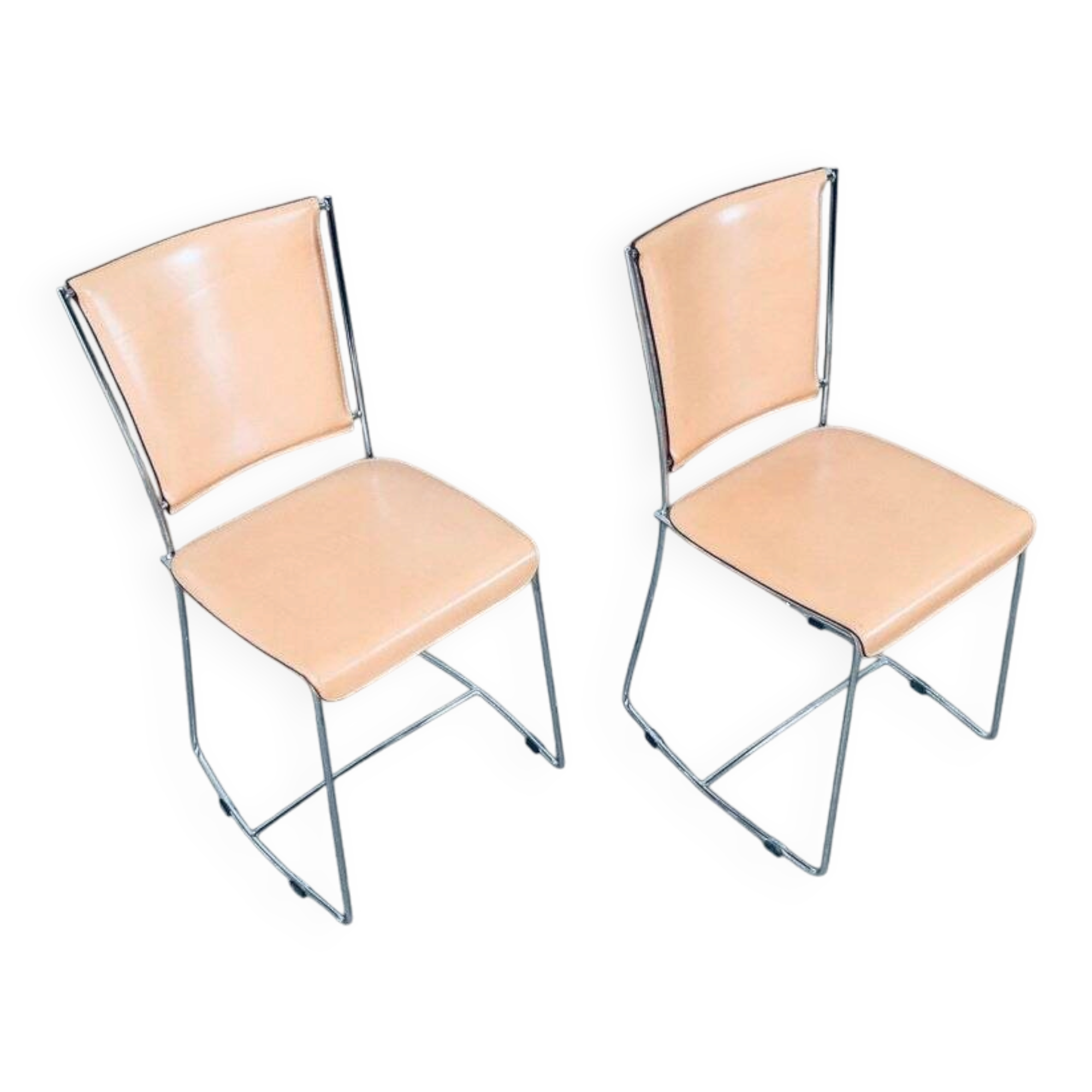 Set of Postmodern Italian Design Leather Dining Chairs by Segis, 1990s