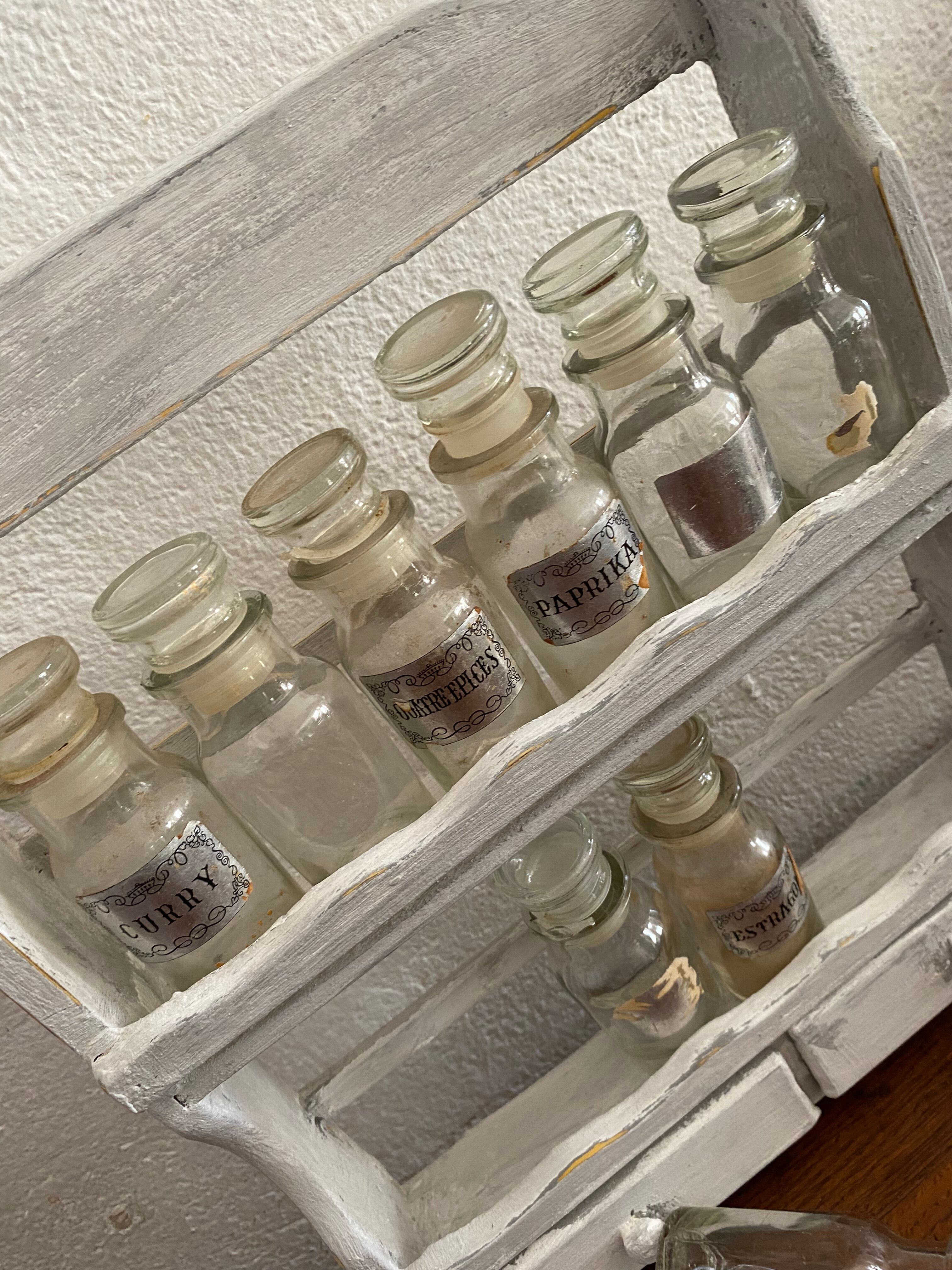 Wooden spice shelf in the 80s.