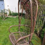 Fauteuil suspendu en rotin et bambou
