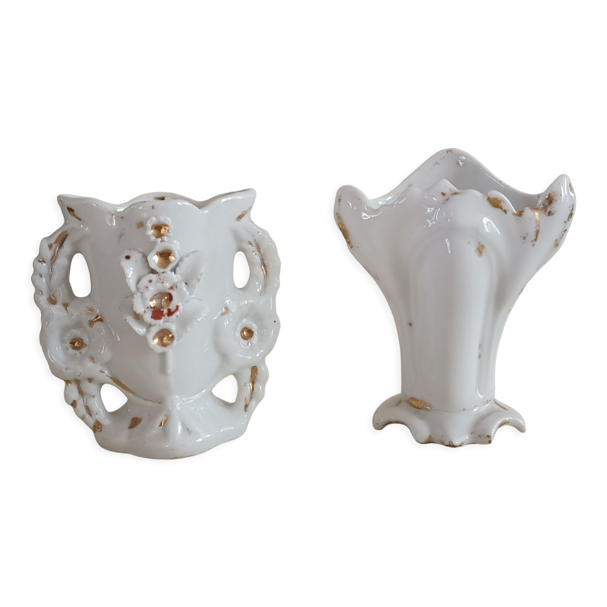2 small bridal vases
