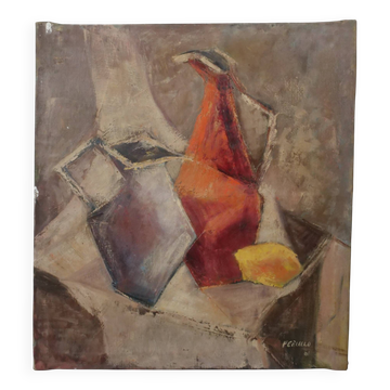 Edith Ferullo, Les trois cruches, huile sur toile, 1961
