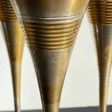 6 Vintage Silver-Plated Brass Champagne Flutes