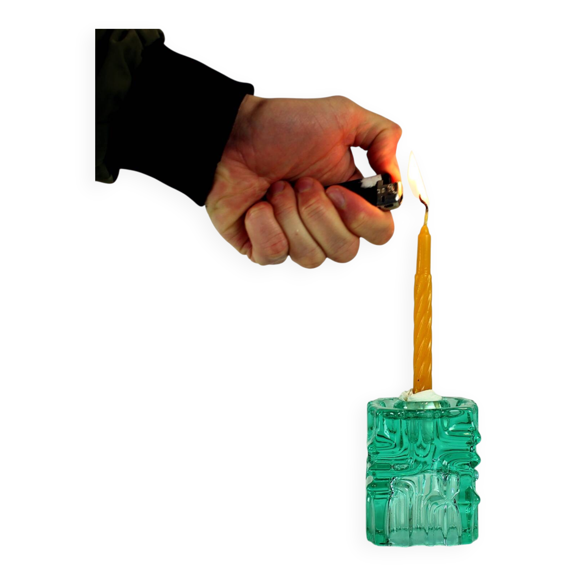 Vintage Glass Candle Holder By Vladislav Urban For Rosice, 1960s