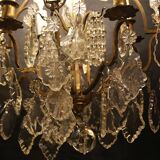 19th Century Crystal and Bronze Chandelier with Tassels
