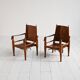 Pair of Scandinavian leather safari chairs