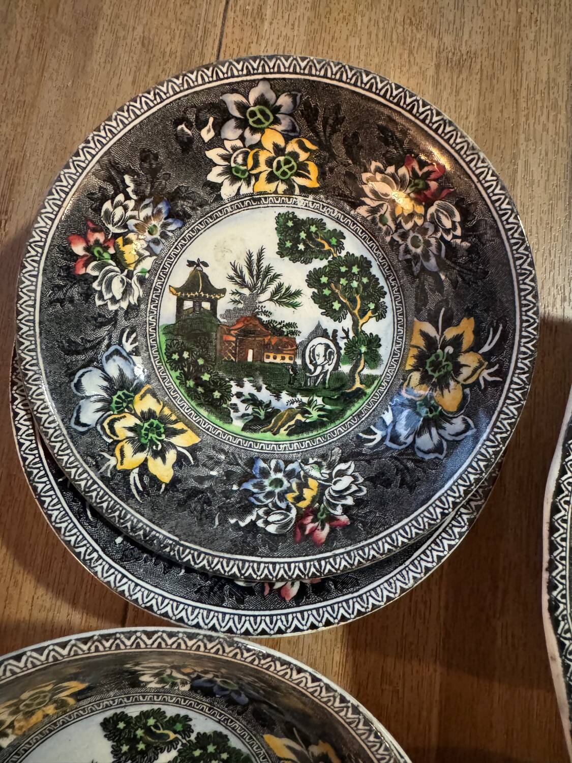 Small dish and 5 English bowls – Reproduction Rogers 1780 – Bursl
