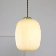 Lampe à suspension mid-century en laiton et verre, italie