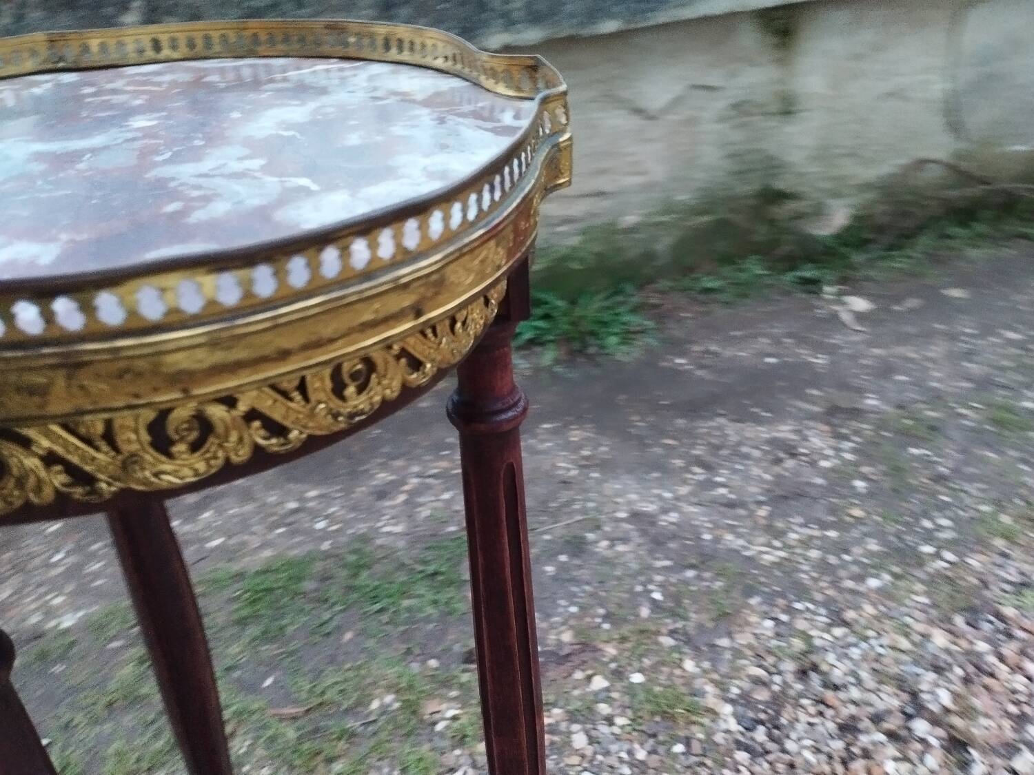 Antique Louis XVI style side table with marble top