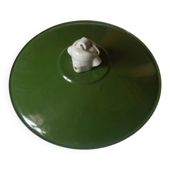 Industrial pendant light green enameled sheet metal and white porcelain #1