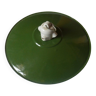 Suspension industrielle tôle émaillée verte et porcelaine blanche #1