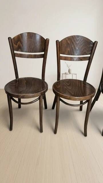 Set of 4 ton wooden dining chairs, 20th century, czechoslovak, 90 × 46 cm