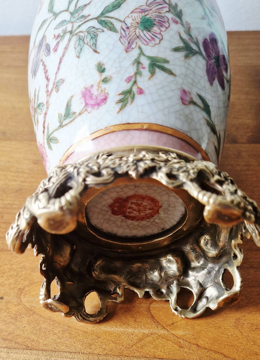 Porcelain and bronze vase