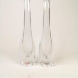 Pair of Midcentury vases by Nils Landberg, Orrefors, circa 1950.