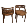 Paire de fauteuils en noyer style Louis XVI cannage et bobines fin XIXe