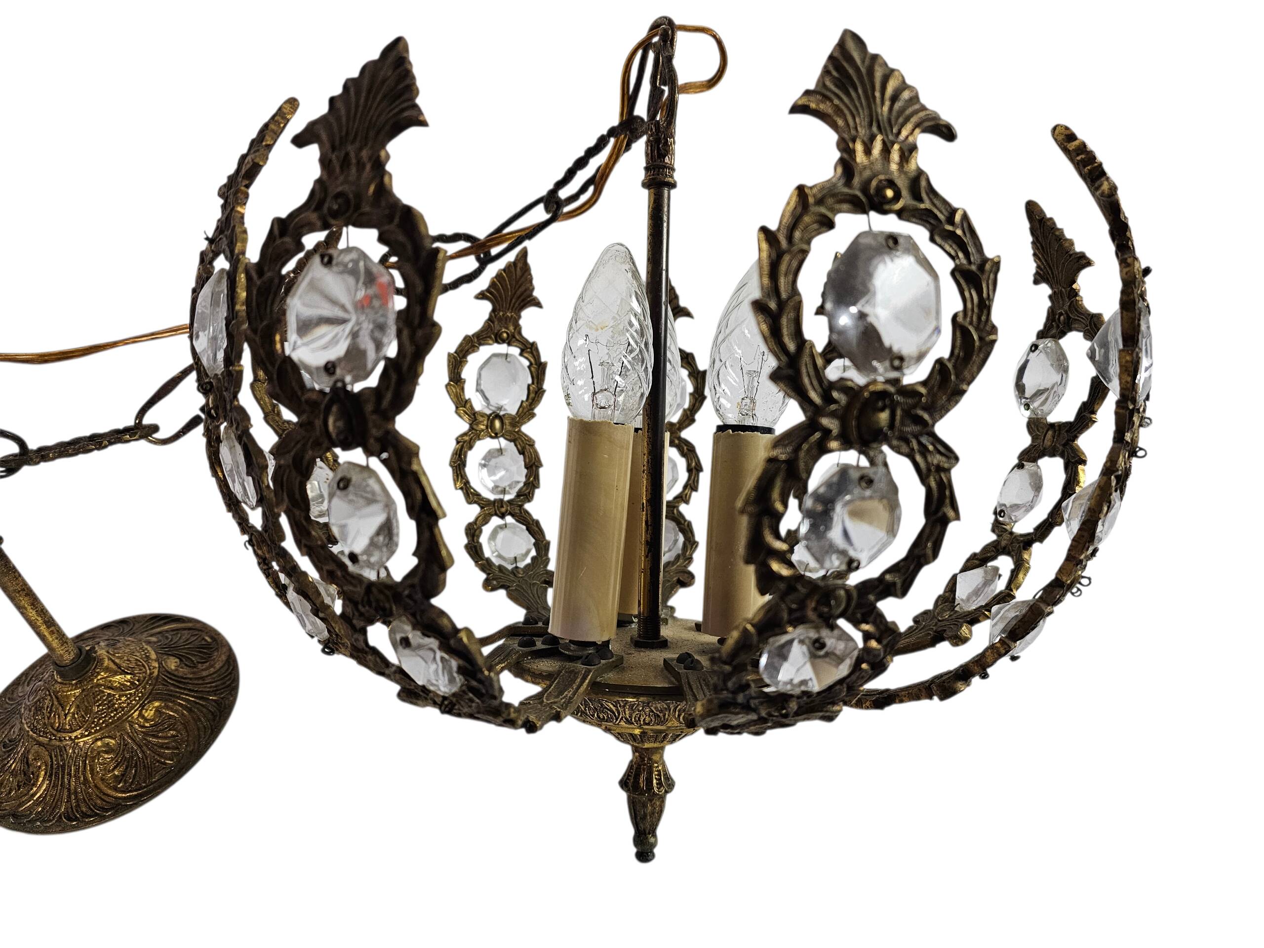 Palwa Palma & Walter style - Hollywood Regency style - brass - facet-cut gl