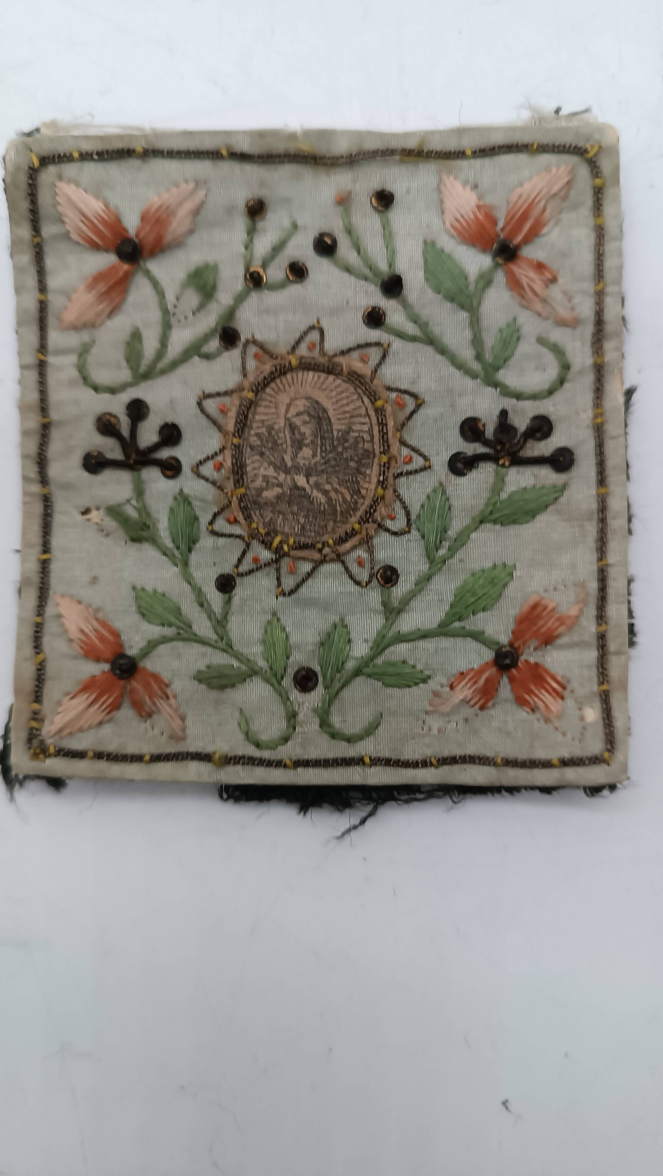 Art Antique Saint Ex Vote Madone Scapulaire