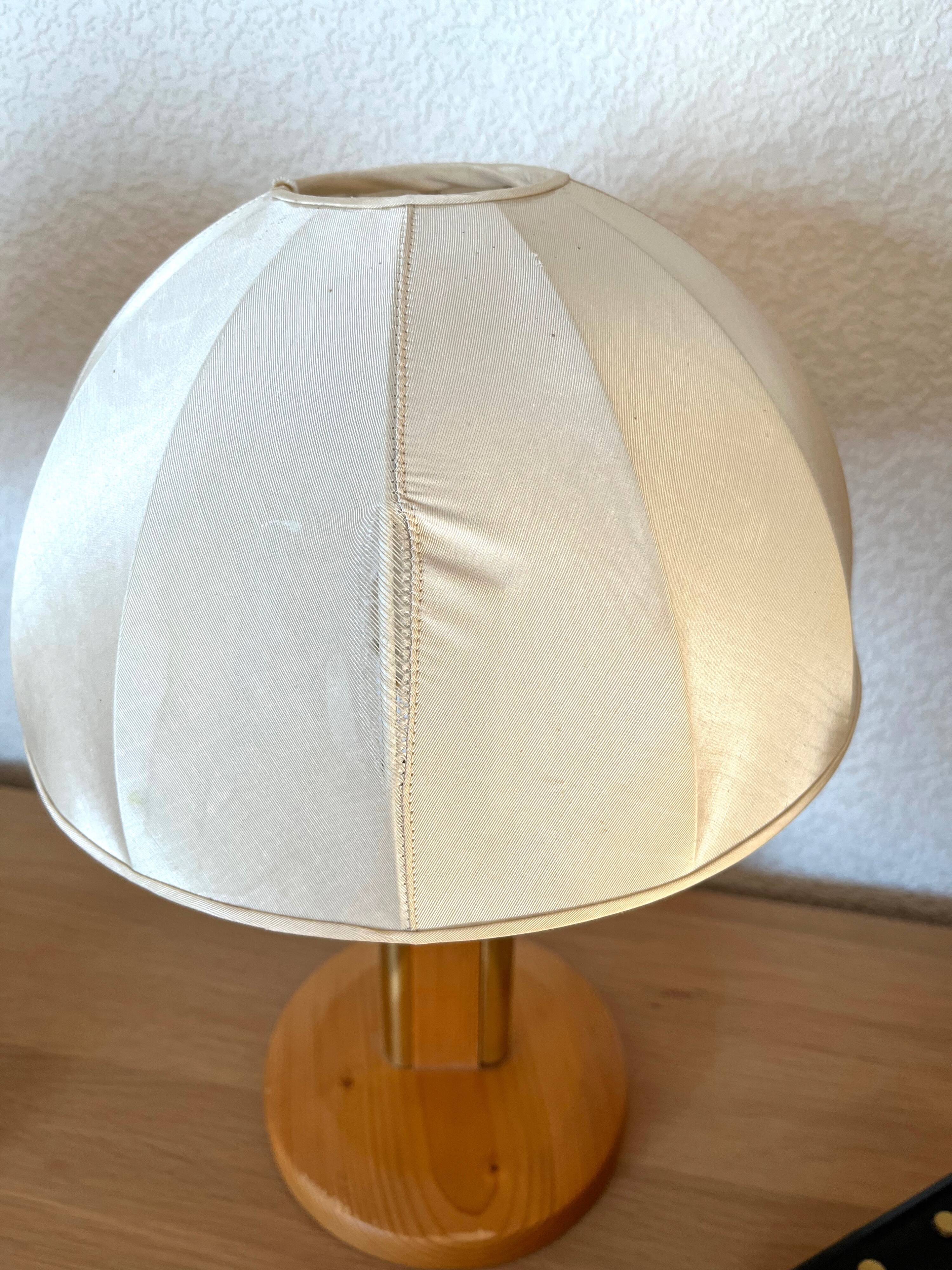 Pair Danish Modern Mid Century Pine Wood Cocoon Bedside Lamps