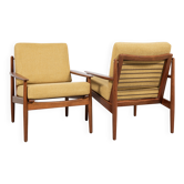 Midcentury Danish pair of easy chairs in teak by Arne Vodder for Glostrup