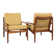 Midcentury Danish pair of easy chairs in teak by Arne Vodder for Glostrup