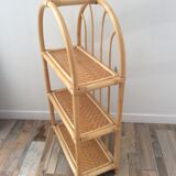 1970s rattan bamboo shelf