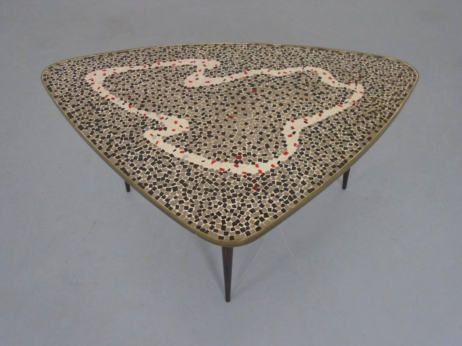 Large German Mosaic Kidney Coffee Table, 1960s